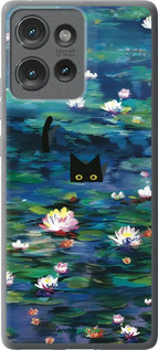 Силіконовий чехол с изображением водяных лилий и кошек для Motorola Edge 50 - 6257u-3788 изображение 
