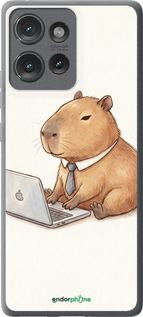 Силиконовый чехол 'Funny Capybara CEO Working' для Motorola Edge 50 изображение 1