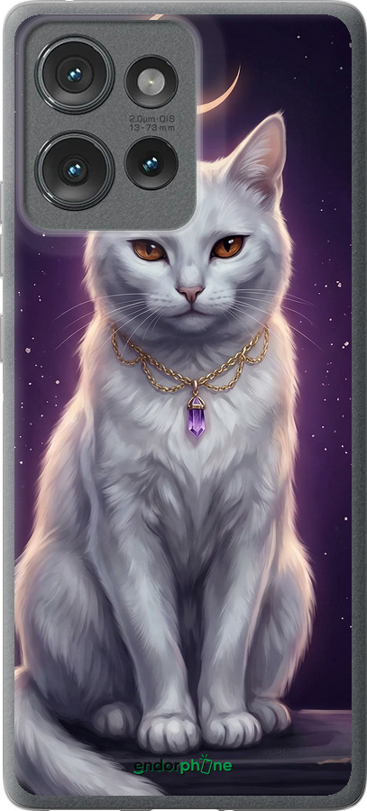 Силиконовый чехол Mystic White Cat Gothic Dark Purple Gold для Motorola Edge 50 - 6805u-3788 изображение 