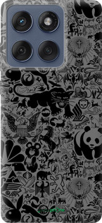 Силиконовый чехол Чёрно-серый стикер бомбинг для Motorola Edge 60 Fusion 5G - 2432u-4021 изображение 