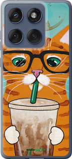 Силиконовый чехол Зеленоглазый кот в очках для Motorola Edge 60 Fusion 5G - 4054u-4021 изображение 