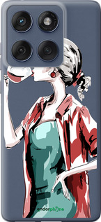 Силиконовый чехол Девушка с бокалом для Motorola Edge 60 Fusion 5G - 4662u-4021 изображение 