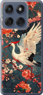 Силиконовый чехол Сакура и аист для Motorola Edge 60 Fusion 5G - 6108u-4021 изображение 