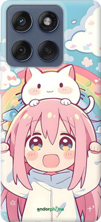 Силиконовый чехол Девочка аниме радуга для Motorola Edge 60 Fusion 5G - 6304u-4021 изображение 