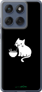 Силиконовый чехол С милым котом на черном фоне для Motorola Edge 60 Fusion 5G - 6528u-4021 изображение 