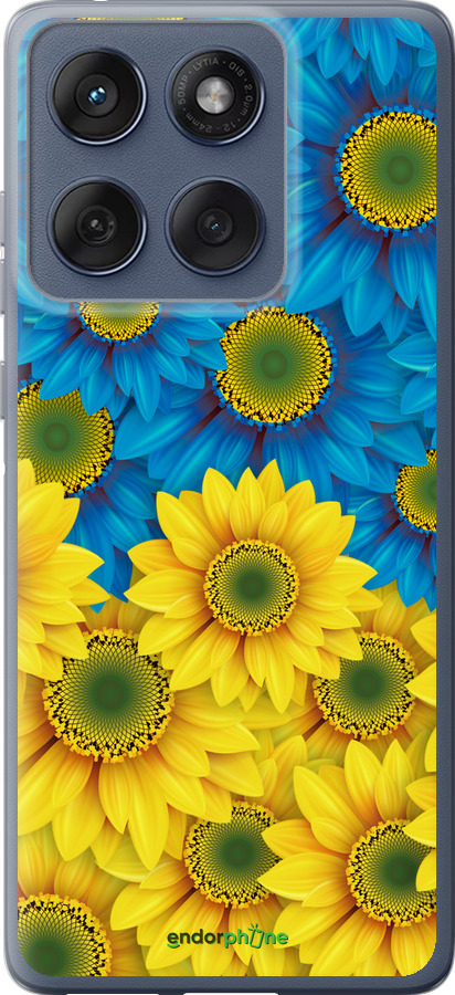 Силиконовый чехол Жёлто-голубые цветы для Motorola Edge 60 Fusion 5G - 1048u-4021 изображение 