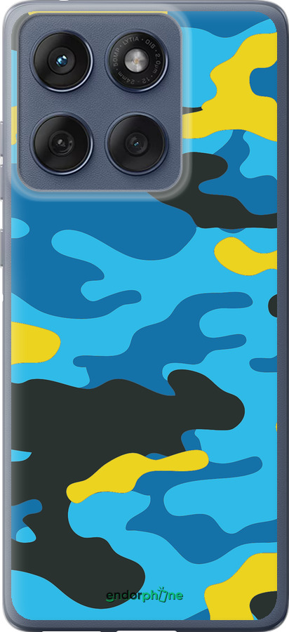 Силиконовый чехол Желто-голубой камуфляж для Motorola Edge 60 Fusion 5G - 1084u-4021 изображение 