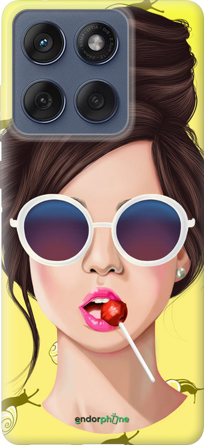 Силиконовый чехол Девушка с чупа-чупсом для Motorola Edge 60 Fusion 5G - 3979u-4021 изображение 