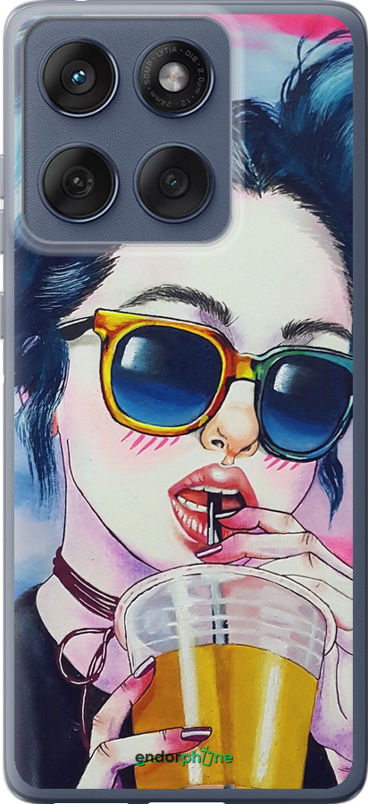 Силиконовый чехол Арт-девушка в очках для Motorola Edge 60 Fusion 5G - 3994u-4021 изображение 