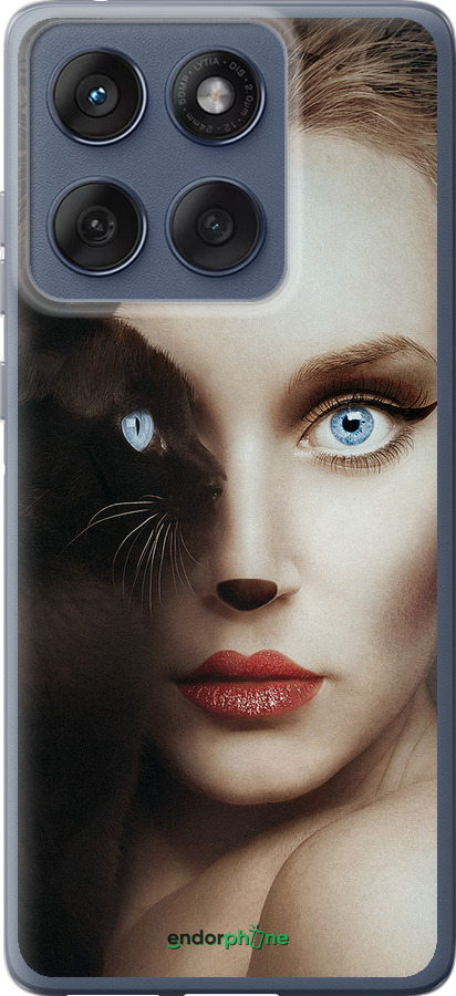 Силиконовый чехол Взгляд женщины и кошки для Motorola Edge 60 Fusion 5G - 4041u-4021 изображение 