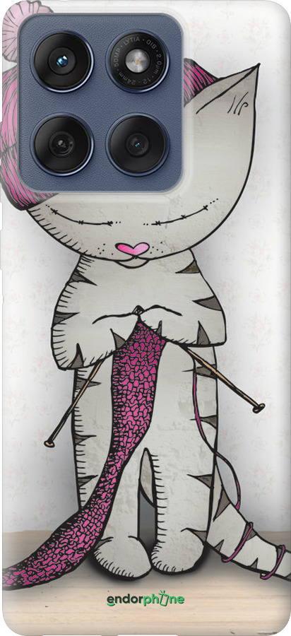 Силиконовый чехол Кошка рукодельница для Motorola Edge 60 Fusion 5G - 4056u-4021 изображение 