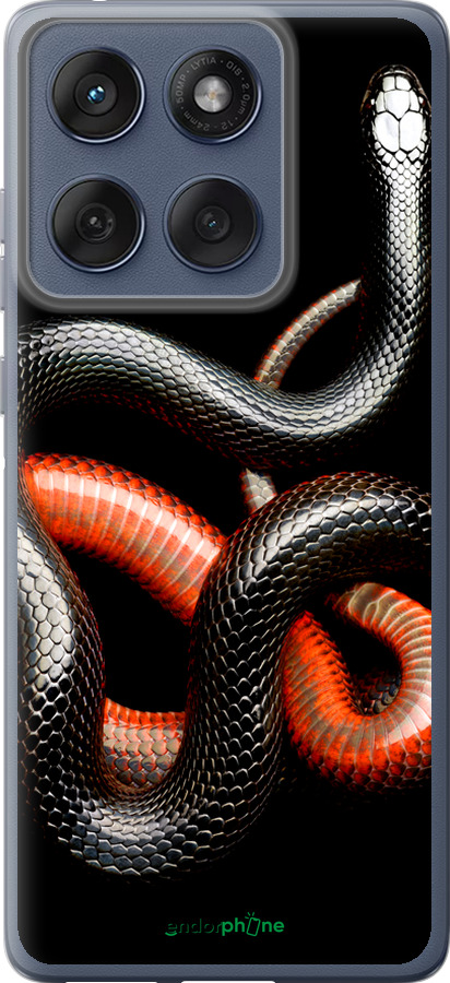 Силіконовий чехол Червоно-чорна змія на чорному фоні для Motorola Edge 60 Fusion 5G - 4063u-4021 изображение 
