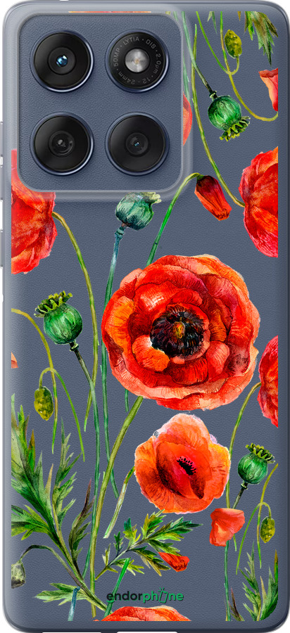 Силіконовий чехол Намальовані маки для Motorola Edge 60 Fusion 5G - 4278u-4021 изображение 