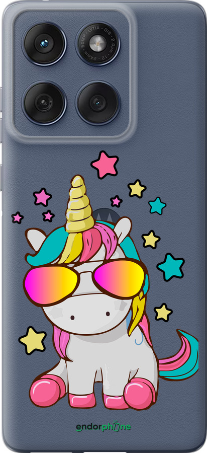 Силиконовый чехол Единорог в очках для Motorola Edge 60 Fusion 5G - 4879u-4021 изображение 