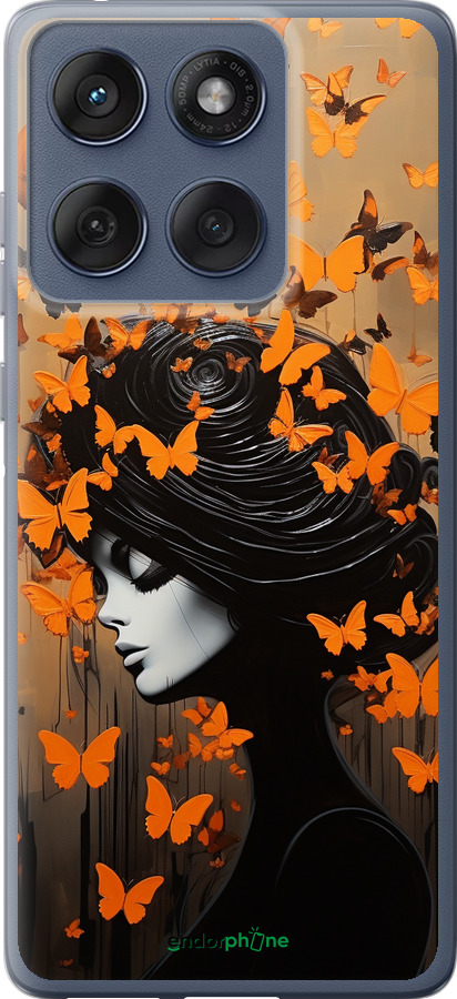 Силиконовый чехол Чехол для телефона Девушка с оранжевыми бабочками для Motorola Edge 60 Fusion 5G - 5940u-4021 изображение 