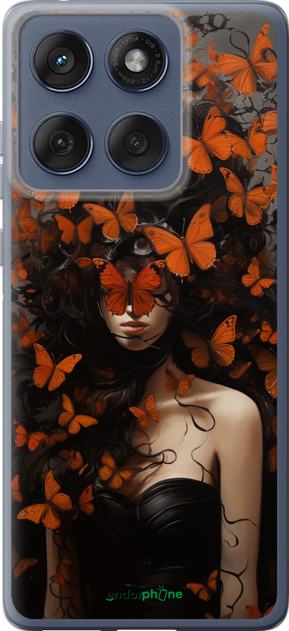 Силіконовий чехол Дівчина з помаранчевими метеликами для Motorola Edge 60 Fusion 5G - 5941u-4021 изображение 
