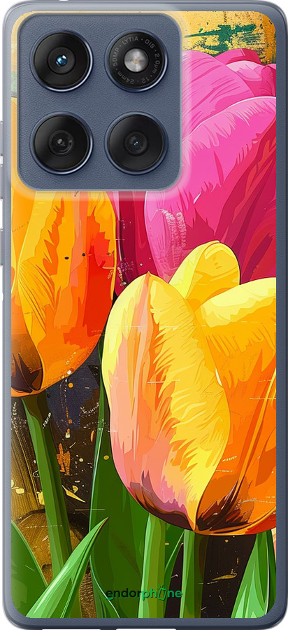 Силиконовый чехол Нарисованные тюльпаны для Motorola Edge 60 Fusion 5G - 5990u-4021 изображение 