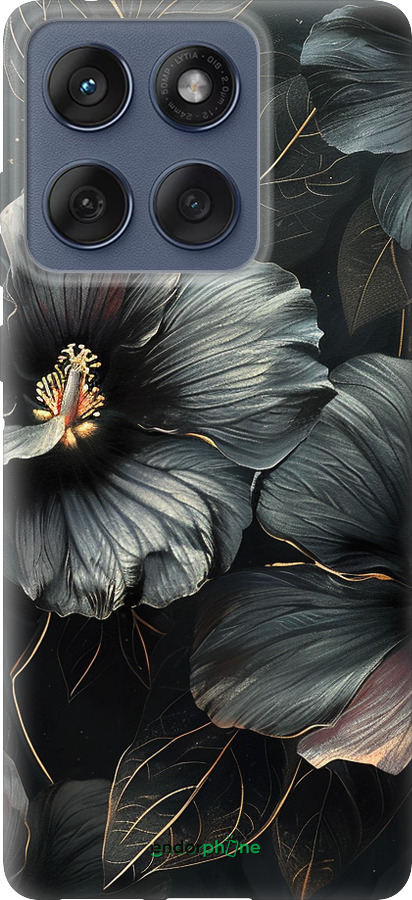 Силиконовый чехол Черные цветы для Motorola Edge 60 Fusion 5G - 6031u-4021 изображение 