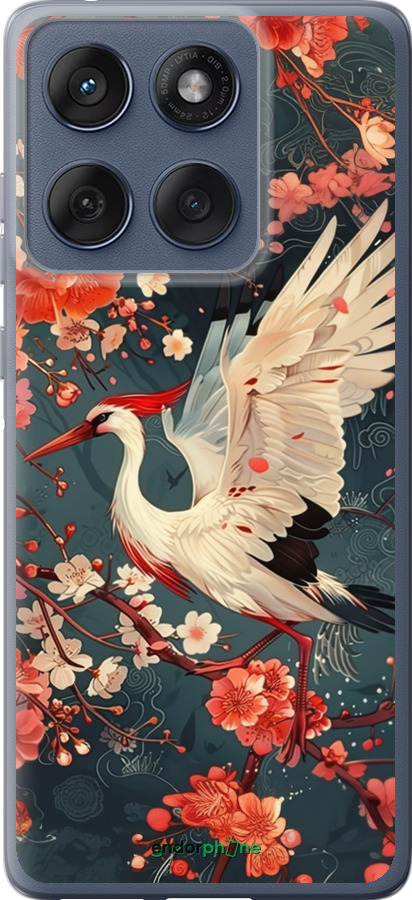 Силиконовый чехол Сакура и аист для Motorola Edge 60 Fusion 5G - 6108u-4021 изображение 