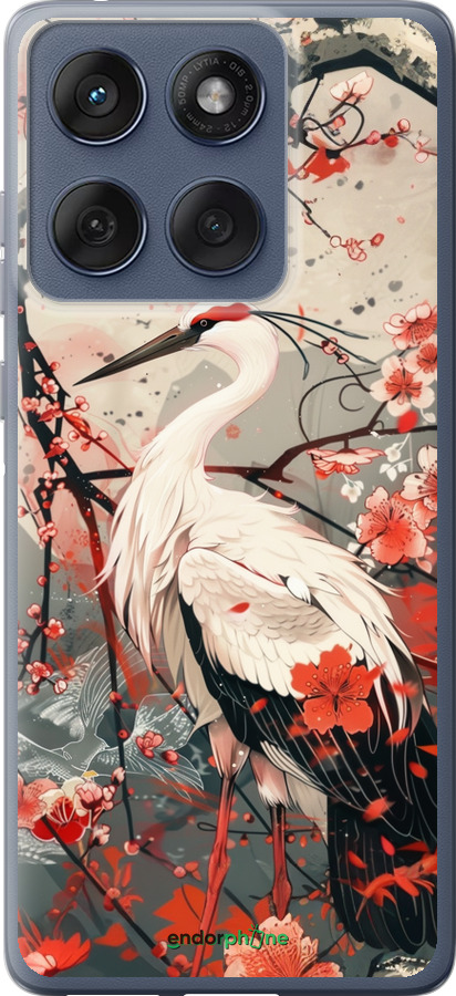Силіконовий чехол Лелека у цвіту сакури для Motorola Edge 60 Fusion 5G - 6109u-4021 изображение 