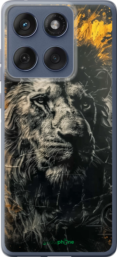 Силиконовый чехол Лев в золотых красках для Motorola Edge 60 Fusion 5G - 6155u-4021 изображение 