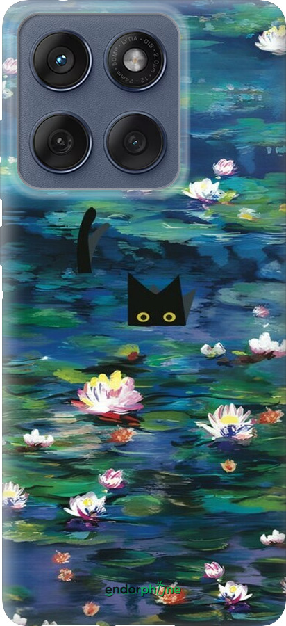 Силіконовий чехол с изображением водяных лилий и кошек для Motorola Edge 60 Fusion 5G - 6257u-4021 изображение 