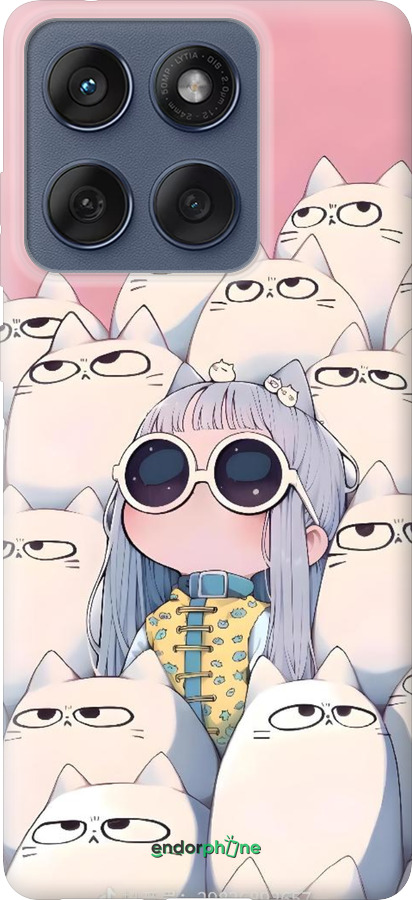 Силиконовый чехол Малышка с котами для Motorola Edge 60 Fusion 5G - 6295u-4021 изображение 