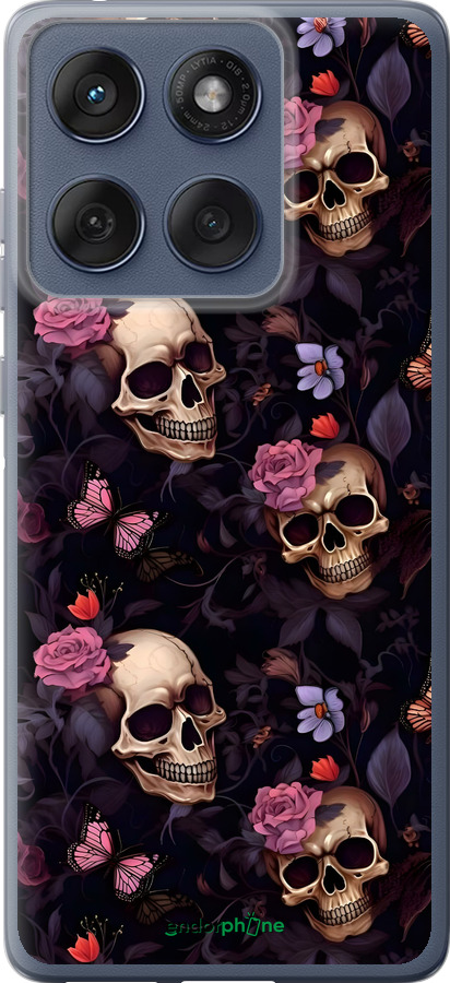 Силиконовый чехол Черепа и розы для Motorola Edge 60 Fusion 5G - 6316u-4021 изображение 