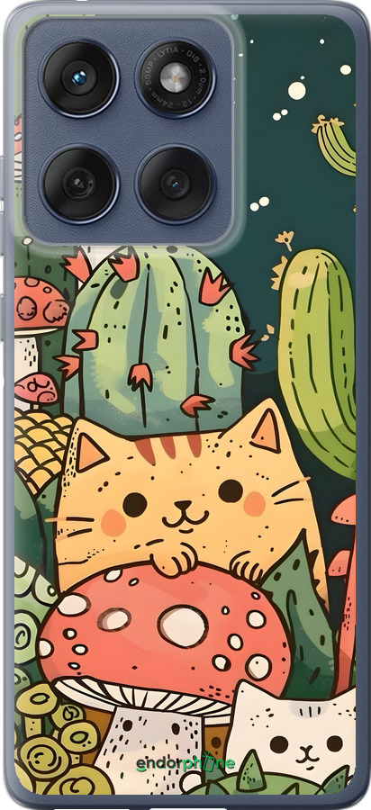 Силиконовый чехол Коты грибы для Motorola Edge 60 Fusion 5G - 6321u-4021 изображение 