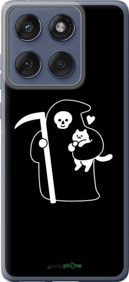 Силиконовый чехол Минималистичный арт: смерть и кошка для Motorola Edge 60 Fusion 5G - 6529u-4021 изображение 