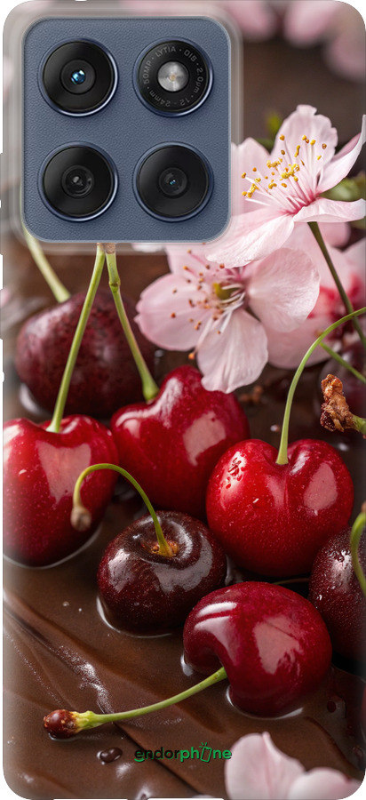 Силиконовый чехол Вишня в шоколаде для Motorola Edge 60 Fusion 5G - 6698u-4021 изображение 