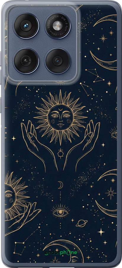 Силиконовый чехол Celestial Harmony: Sun & Moon Gold Mystic Pattern для Motorola Edge 60 Fusion 5G - 6778u-4021 изображение 