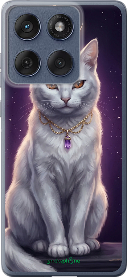 Силиконовый чехол Mystic White Cat Gothic Dark Purple Gold для Motorola Edge 60 Fusion 5G - 6805u-4021 изображение 