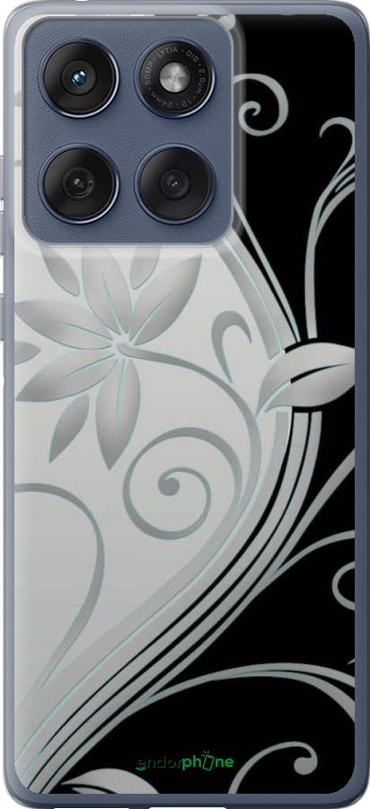 Силиконовый чехол Цветы на чёрно-белом фоне для Motorola Edge 60 Fusion 5G - 840u-4021 изображение 
