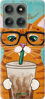 Силиконовый чехол Зеленоглазый кот в очках для Motorola Edge 60 Pro 5G - 4054u-4020 изображение 