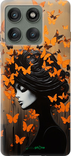 Силиконовый чехол Чехол для телефона Девушка с оранжевыми бабочками для Motorola Edge 60 Pro 5G - 5940u-4020 изображение 