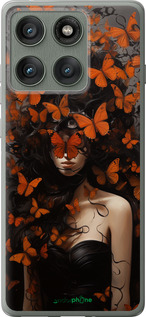 Силіконовий чехол Дівчина з помаранчевими метеликами для Motorola Edge 60 Pro 5G - 5941u-4020 изображение 
