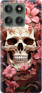Силиконовый чехол Череп в розовых цветах для Motorola Edge 60 Pro 5G - 5965u-4020 изображение 