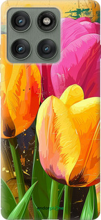 Силиконовый чехол Нарисованные тюльпаны для Motorola Edge 60 Pro 5G - 5990u-4020 изображение 