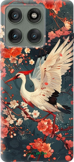 Силиконовый чехол Сакура и аист для Motorola Edge 60 Pro 5G - 6108u-4020 изображение 