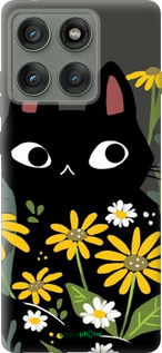 Силіконовий чехол Чорний кіт з квітами для Motorola Edge 60 Pro 5G - 6448u-4020 изображение 