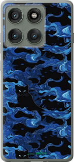 Силиконовый чехол Абстрактный узор черных котов на синем фоне для Motorola Edge 60 Pro 5G - 6525u-4020 изображение 