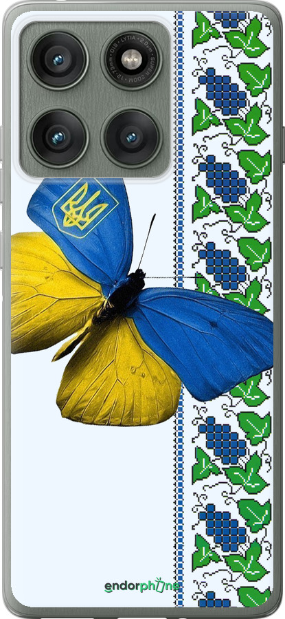 Силиконовый чехол Желто-голубая бабочка для Motorola Edge 60 Pro 5G - 1054u-4020 изображение 