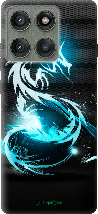 Силиконовый чехол Бело-голубой огненный дракон для Motorola Edge 60 Pro 5G - 113u-4020 изображение 