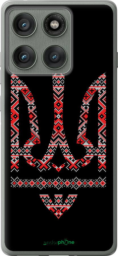 Силиконовый чехол Герб - вышиванка на черном фоне для Motorola Edge 60 Pro 5G - 1196u-4020 изображение 