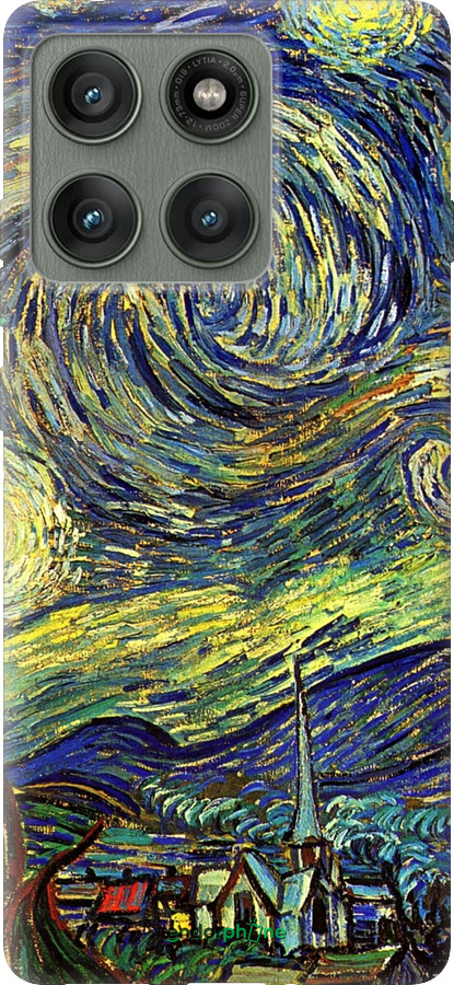 Силиконовый чехол Винсент Ван Гог. Звёздная ночь для Motorola Edge 60 Pro 5G - 163u-4020 изображение 