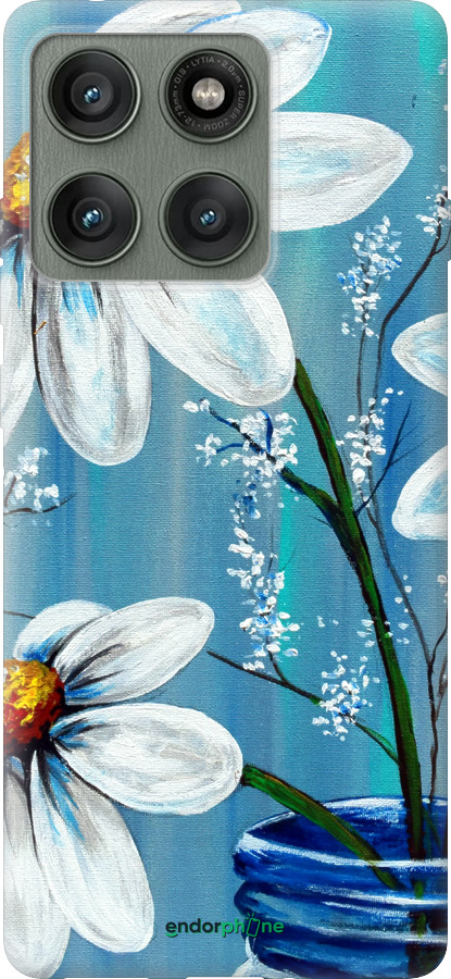 Силиконовый чехол Красивые арт-ромашки для Motorola Edge 60 Pro 5G - 4031u-4020 изображение 