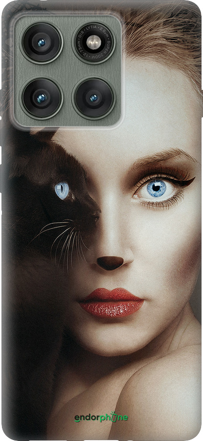 Силиконовый чехол Взгляд женщины и кошки для Motorola Edge 60 Pro 5G - 4041u-4020 изображение 