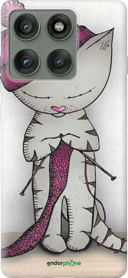 Силиконовый чехол Кошка рукодельница для Motorola Edge 60 Pro 5G - 4056u-4020 изображение 