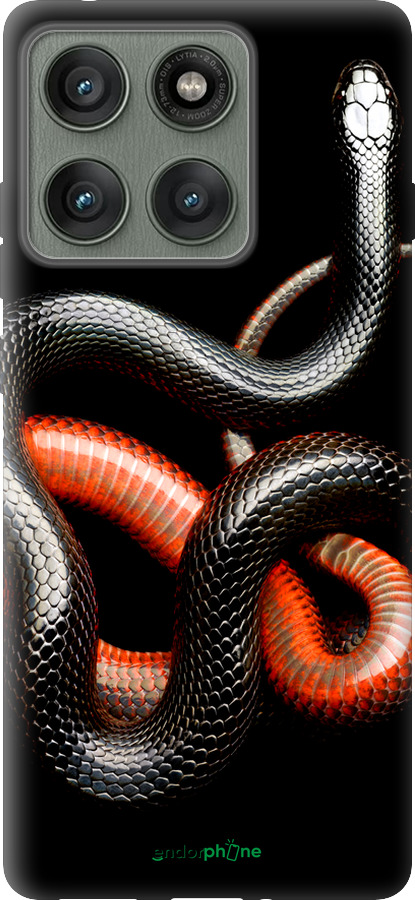 Силиконовый чехол Красно-черная змея на черном фоне для Motorola Edge 60 Pro 5G - 4063u-4020 изображение 